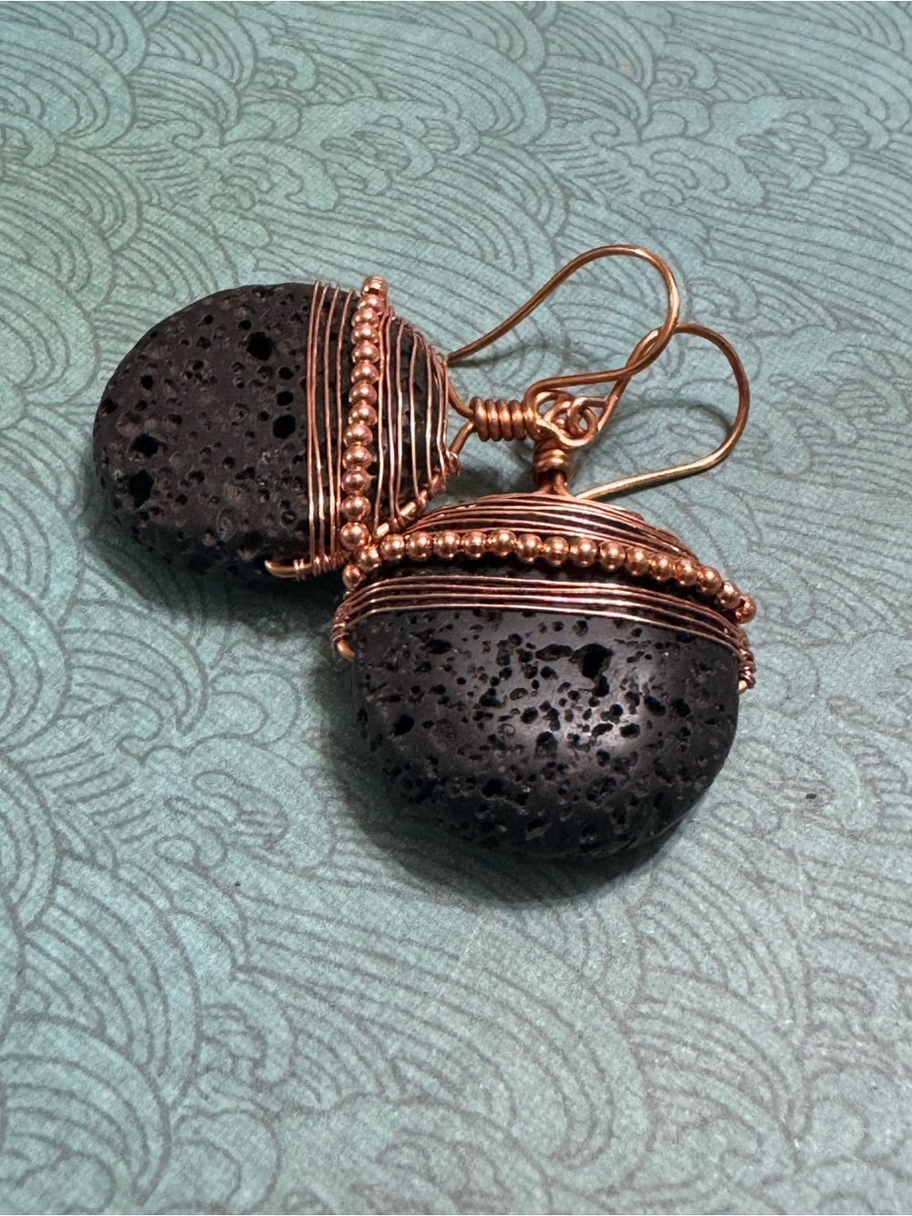 LAVA (SIMULATED) AND COPPER EARRINGS